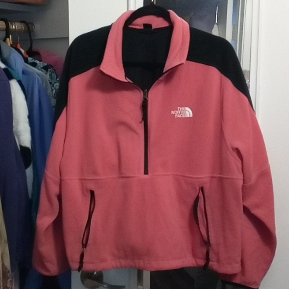 The North Face Black and Peach Fleece Half Zip. XXL. Black Fleece Lined Polartec